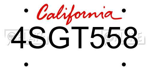 4SGT558 California License Plate