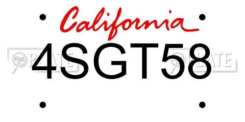4SGT58 California License Plate