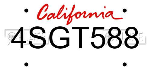 4SGT588 California License Plate