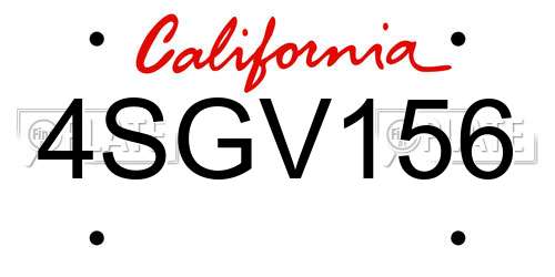 4SGV156 California License Plate