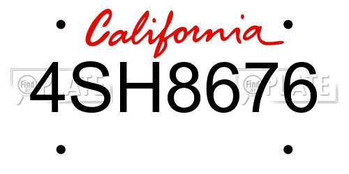 4SH8676 California License Plate