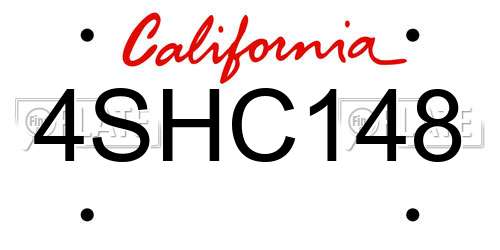 4SHC148 California License Plate