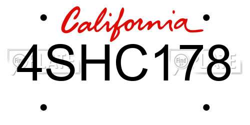 4SHC178 California License Plate