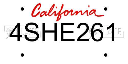 4SHE261 California License Plate