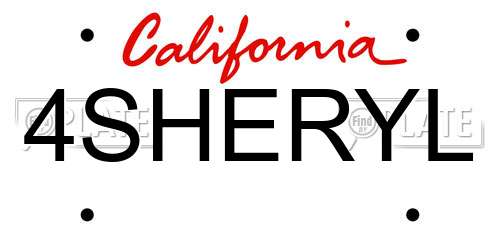 4SHERYL California License Plate