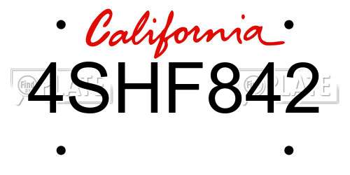 4SHF842 California License Plate