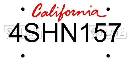 4SHN157 California License Plate
