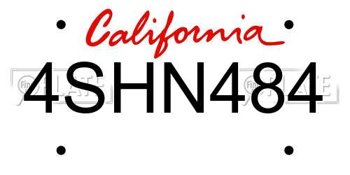 4SHN484 California License Plate
