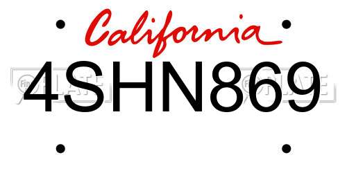 4SHN869 California License Plate