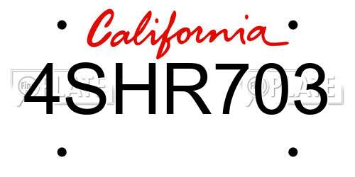 4SHR703 California License Plate