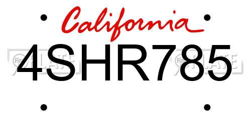 4SHR785 California License Plate