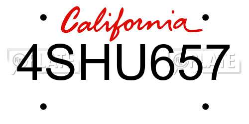 4SHU657 California License Plate