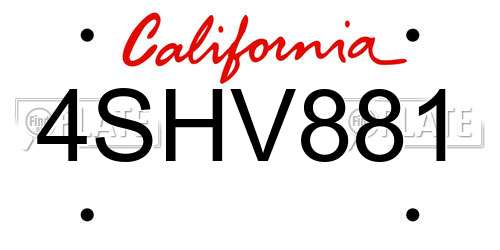 4SHV881 California License Plate