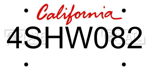 4SHW082 California License Plate