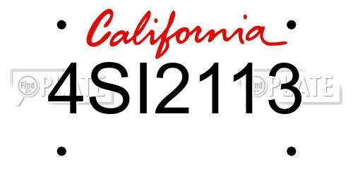 4SI2113 California License Plate