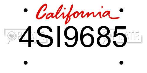 4SI9685 California License Plate