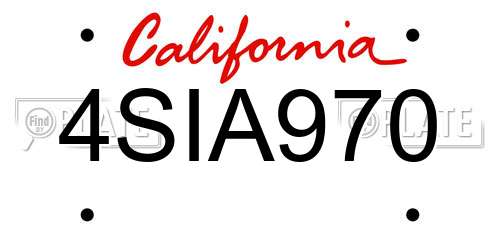 4SIA970 California License Plate