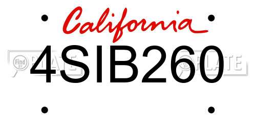 4SIB260 California License Plate