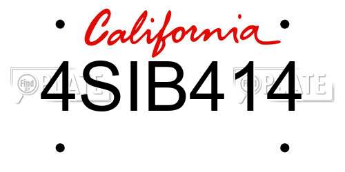 4SIB414 California License Plate