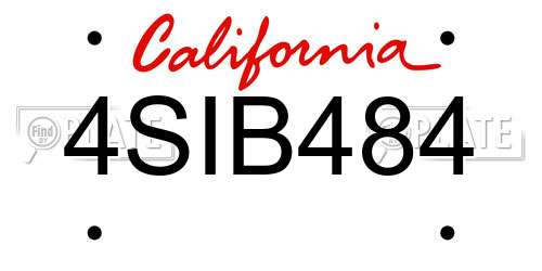 4SIB484 California License Plate