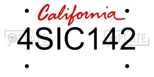 4SIC142 California License Plate