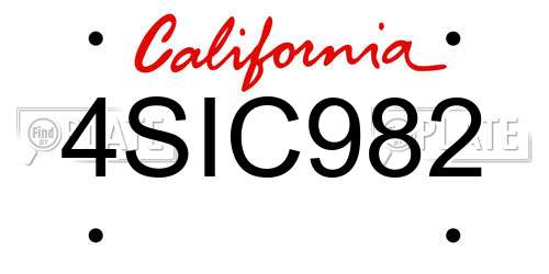 4SIC982 California License Plate