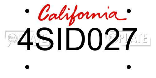 4SID027 California License Plate