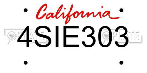 4SIE303 California License Plate