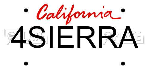 4SIERRA California License Plate