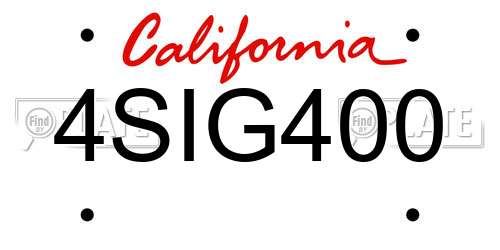 4SIG400 California License Plate