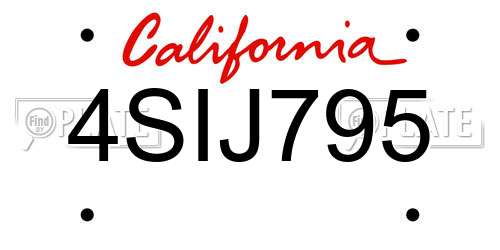 4SIJ795 California License Plate