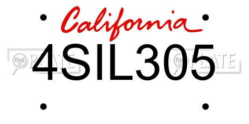 4SIL305 California License Plate