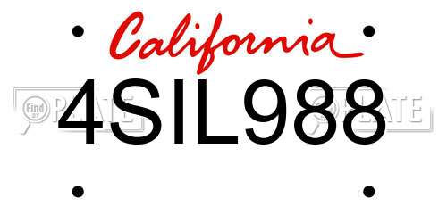 4SIL988 California License Plate