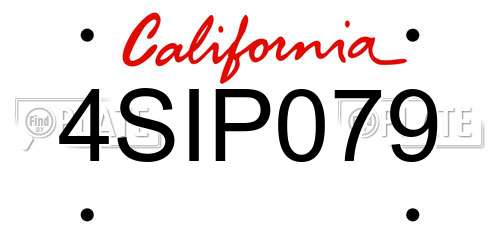 4SIP079 California License Plate