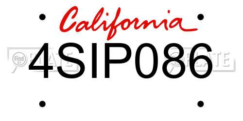 4SIP086 California License Plate