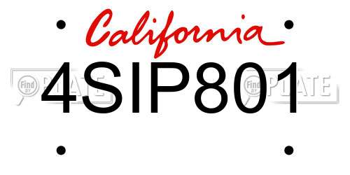 4SIP801 California License Plate