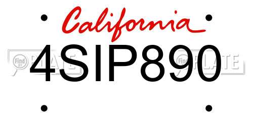 4SIP890 California License Plate