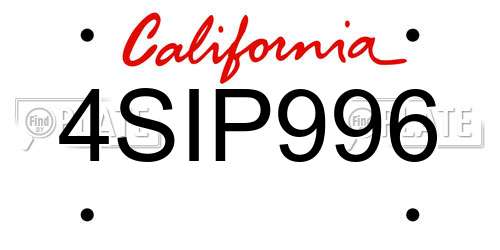 4SIP996 California License Plate