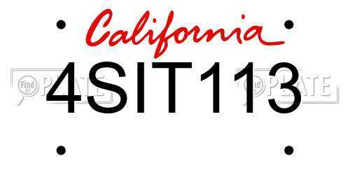 4SIT113 California License Plate