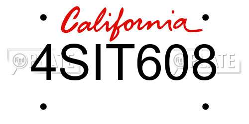 4SIT608 California License Plate