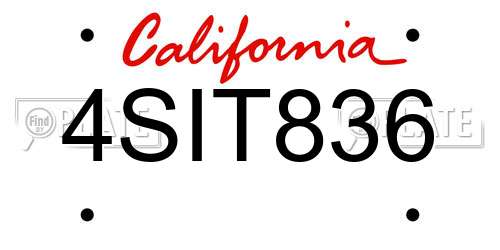 4SIT836 California License Plate