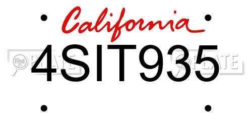 4SIT935 California License Plate