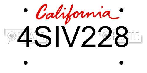 4SIV228 California License Plate