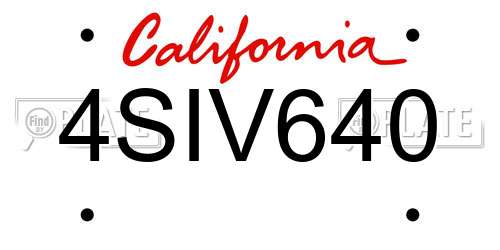 4SIV640 California License Plate