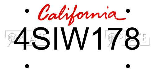 4SIW178 California License Plate
