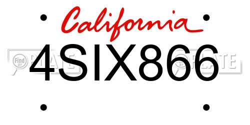 4SIX866 California License Plate