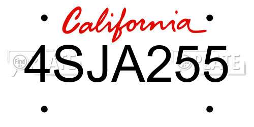4SJA255 California License Plate