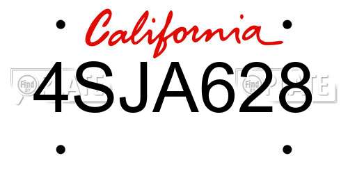 4SJA628 California License Plate
