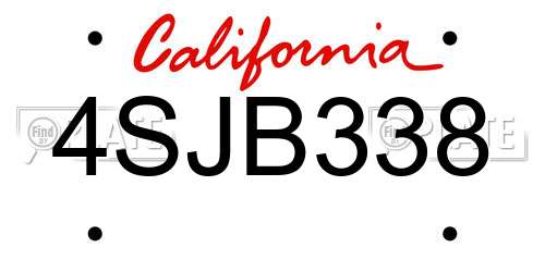 4SJB338 California License Plate
