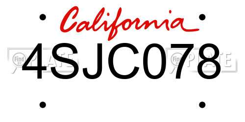 4SJC078 California License Plate